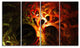 Magical Orange Psychedelic Tree, Abstract Canvas Art Print, 48"x28", 4 Panels