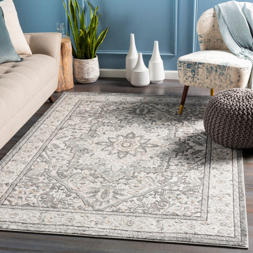 Surya Quatro QUA-2315 7'10"x10'2" Rug, Light Gray/Metallic - Gold/White/Sage