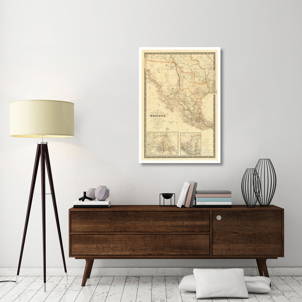 "Nouvelle Carte du Mexique, du Texas, 1840" Paper Art, 32"x46"