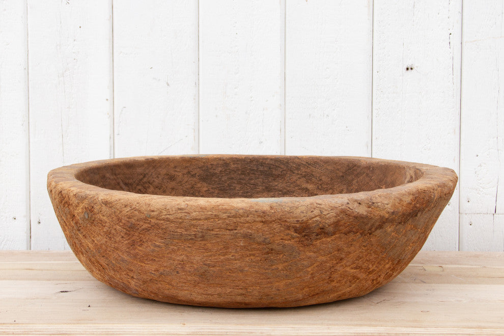 Large 19th Century Wood Dough Bowl