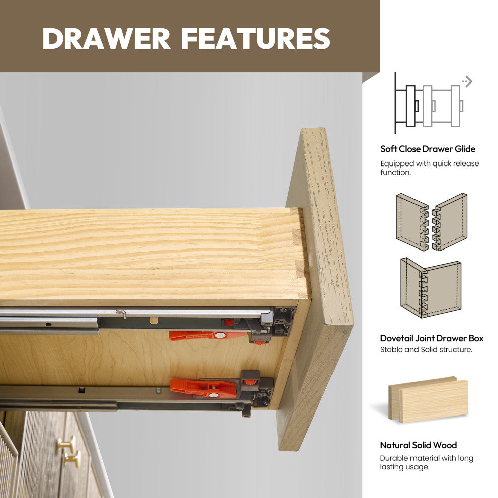 Oza Bath Vanity with Quartz Stone Top, Aged Natural Oak, 48", Single Vanity, No Mirror