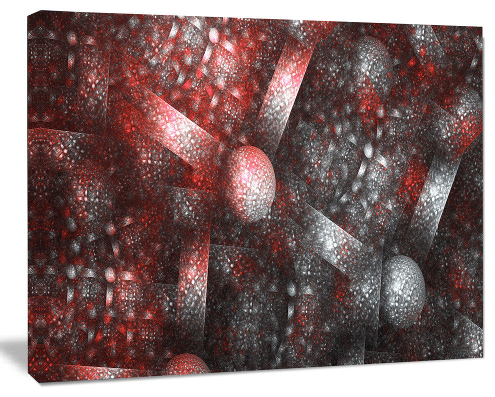 Crystal Cell Red Steel Texture, Oversized Abstract Canvas Art Print, 60x40