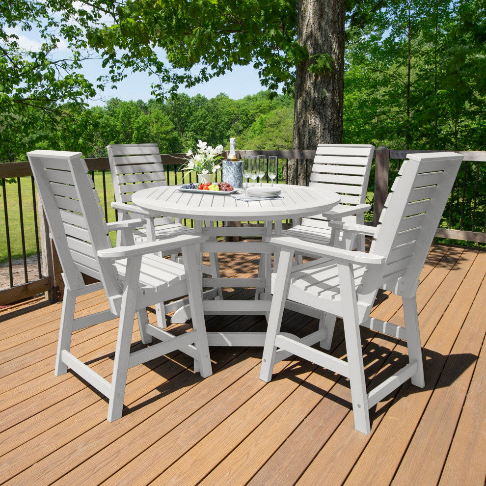 Weatherly 5-Piece Round Dining Set, White
