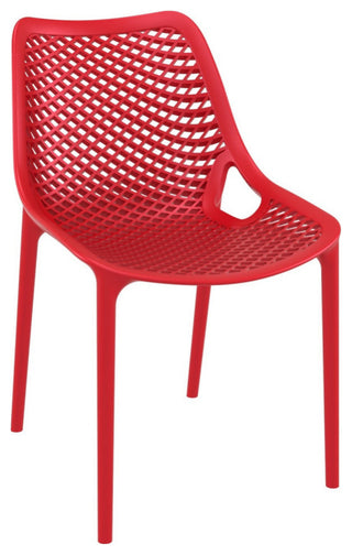 Air Mix Square Dining Set With White Table and 4 Red Chairs