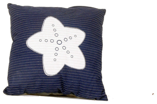 Anne Home, Blue Pillow, White Star, Set Of 2