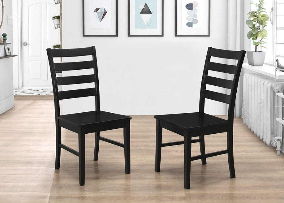Wood Ladder Back Dining Chairs, Set of 2, Black