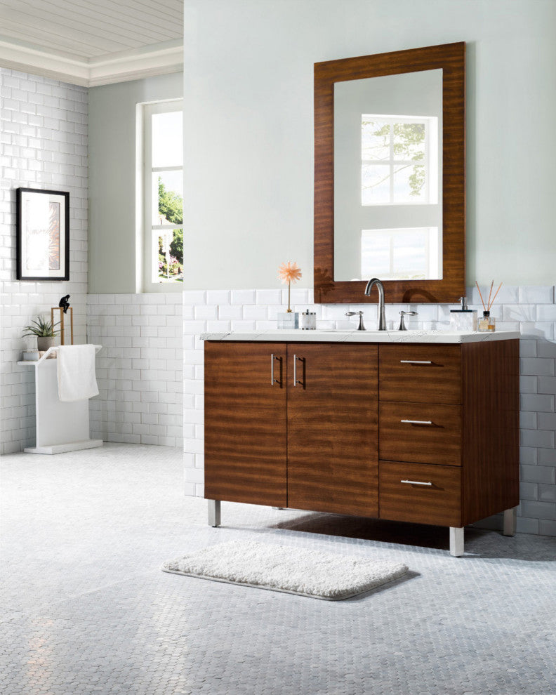 James Martin 850-V48-AWT-3ENC 48" Single Vanity American Walnut Quartz Top