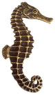 Seahorse Right Facing Cabinet Knob, Large, Antique Brass
