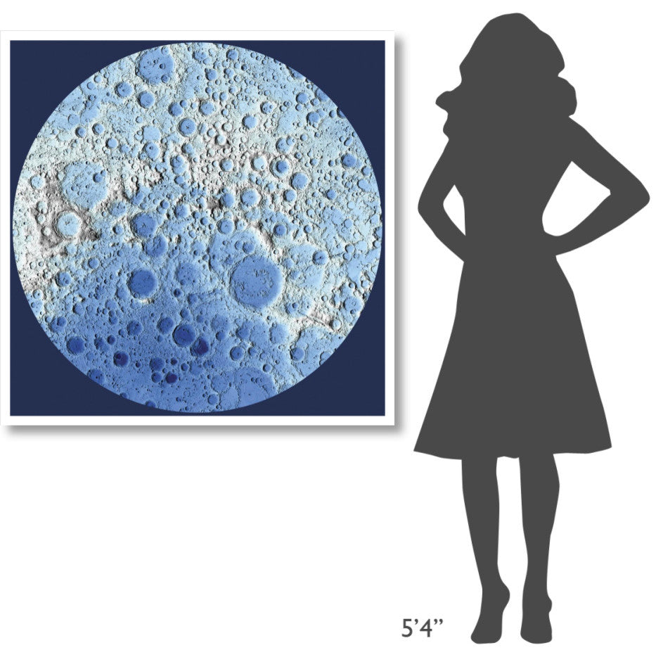 "Unmarked Decorative Topographic Map of the Moon, South Pole" Paper Art, 42"x42"
