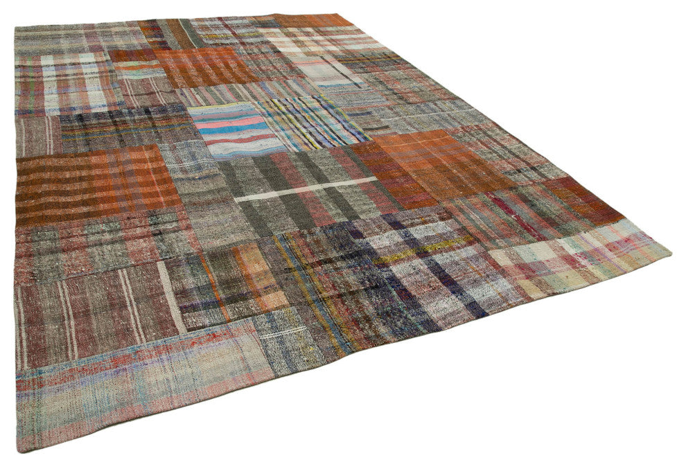 Rug N Carpet - Handmade Turkish 8' 8'' x 11' 10'' Wool Patchwork Kilim Rug