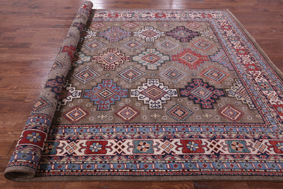 9' 1" X 12' 1" Handmade Super Kazak Wool Rug Q9505