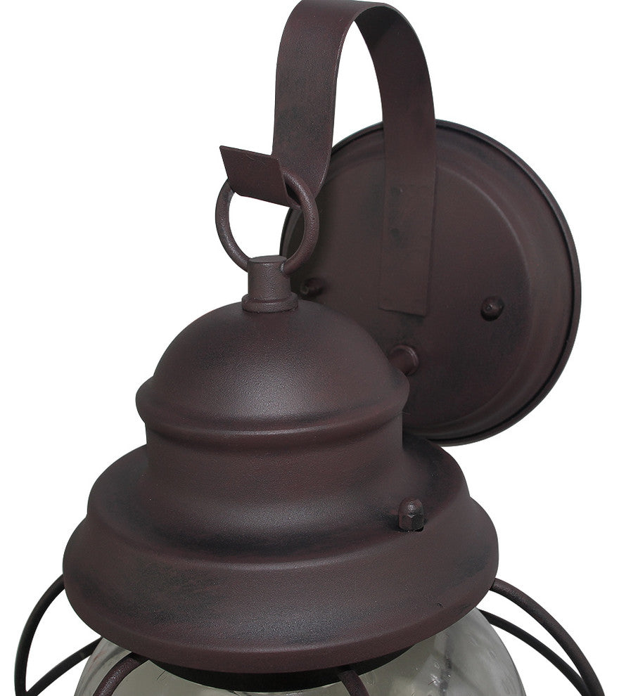Outdoor Wall Sconce, Lantern Wall Sconce, Oil Rubbed Bronze, Clear Seeded Glass