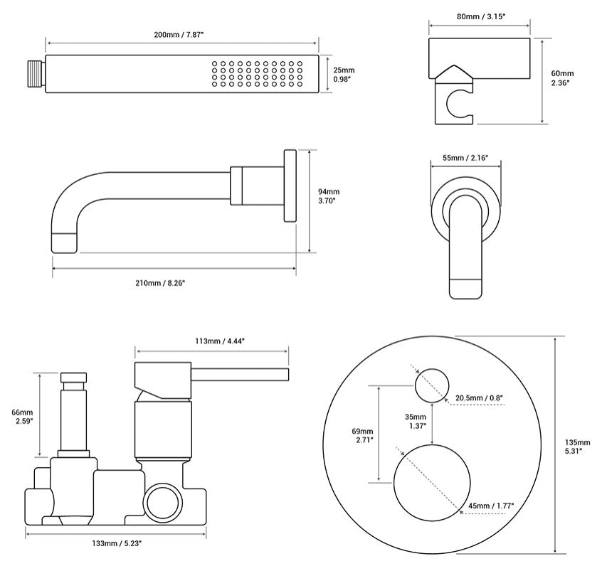 Wasser™ Solid Brass Bathtub Faucet With Handheld Shower