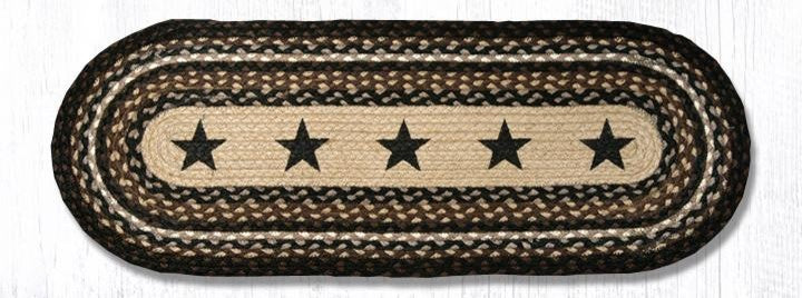 Earth Rugs OP-313 Black Stars Oval Patch Runner 13" x 36"