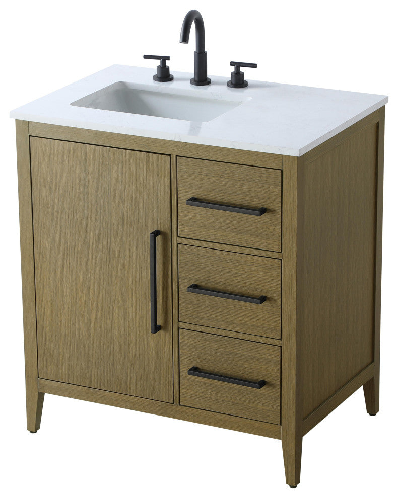 Home Living 32" Single Bathroom Vanity, Chestnut Brown