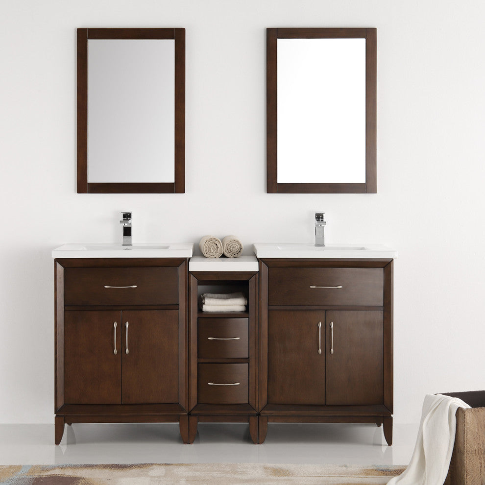 Cambridge 60" Antique Coffee Double Sink Traditional Bathroom Vanity, FFT3811CH