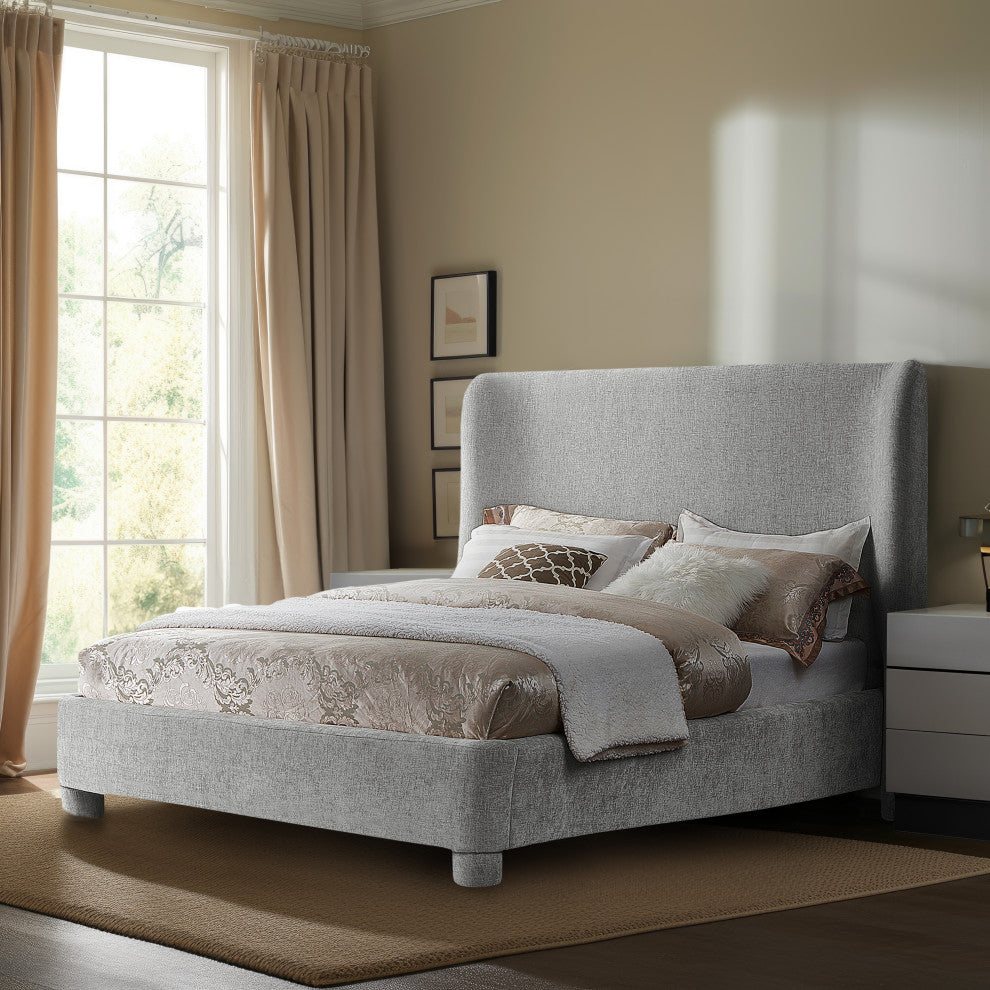 Penny Bed, Gray, Queen, Chenille Fabric