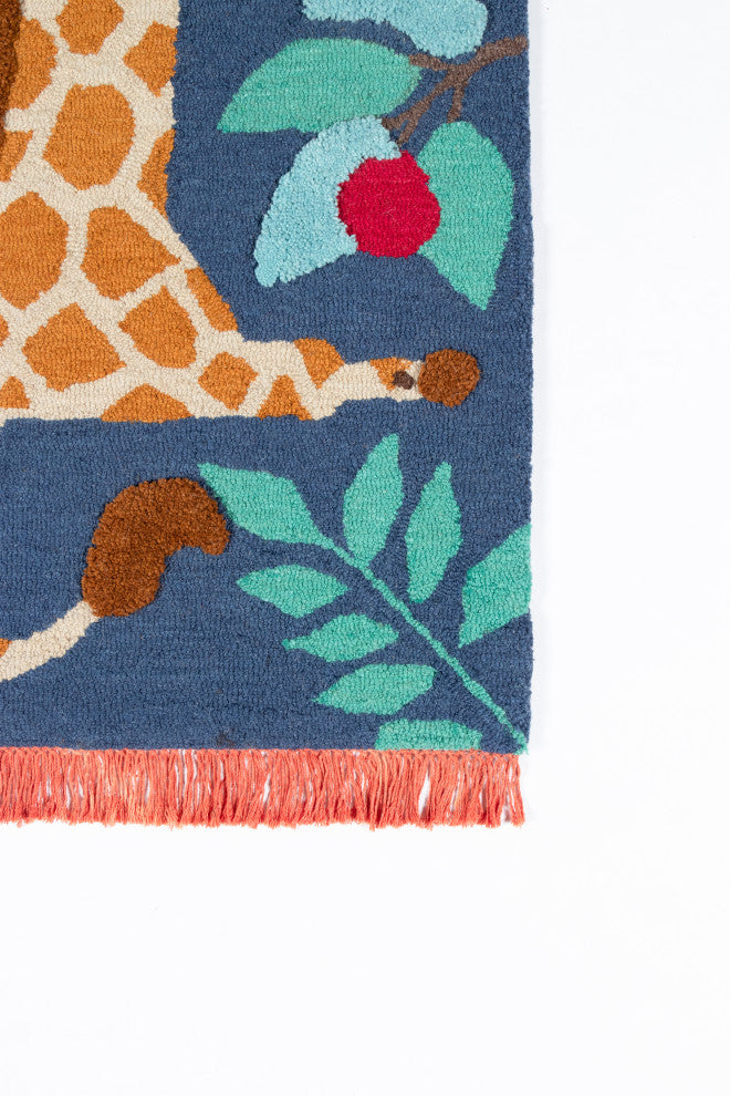 Novogratz Atticus Gia Hand Tufted Wool Area Rug, Navy, 3'x5'