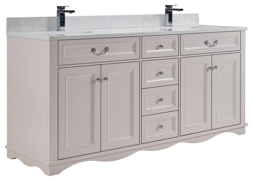 Legion Furniture WS2512 Series Bathroom Sink Vanity, Dreamy White, 72", Artificial Stone Top, Double Sink