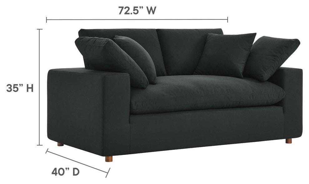 Commix Down Filled Overstuffed Loveseat - Black