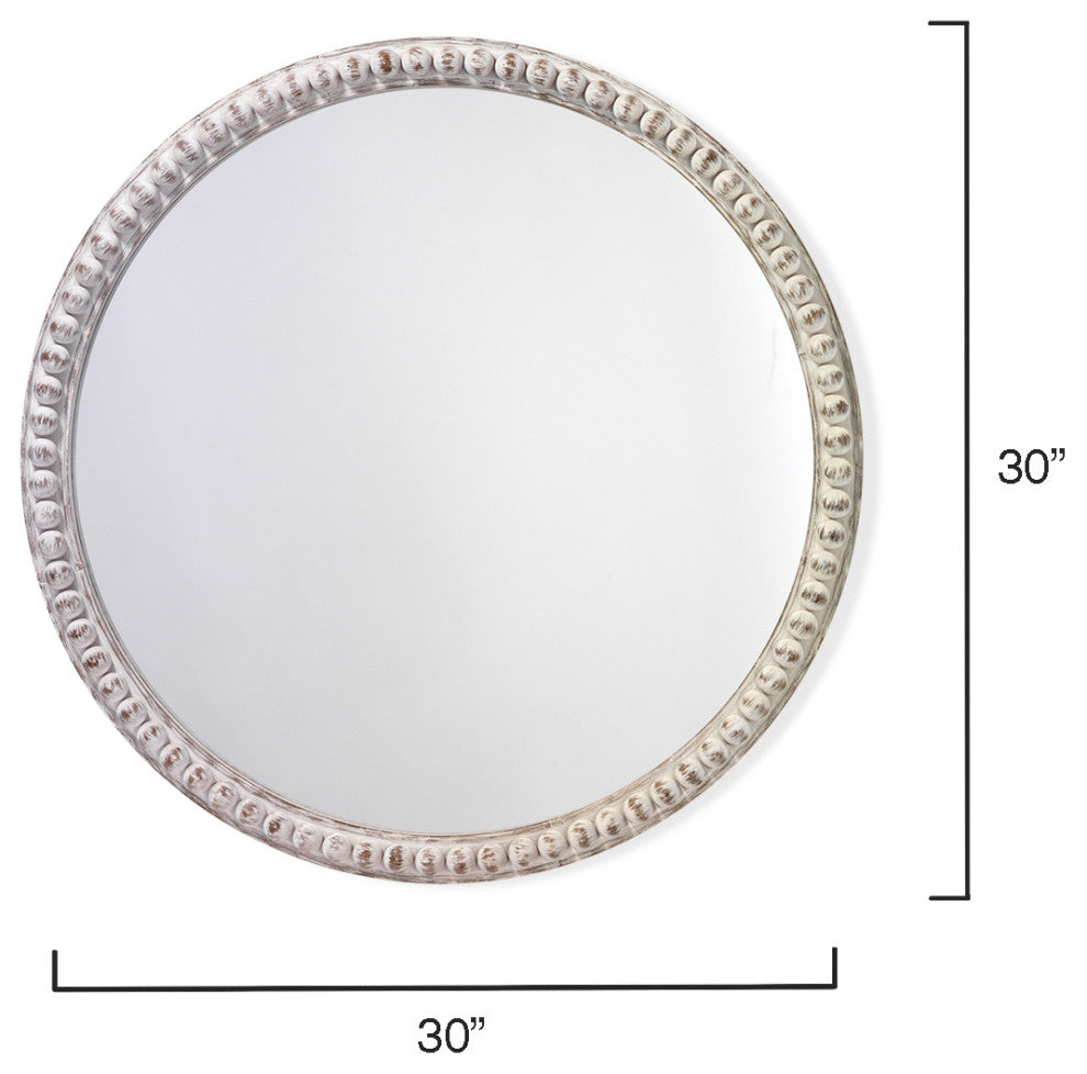 Audrey Beaded Mirror, White Wood