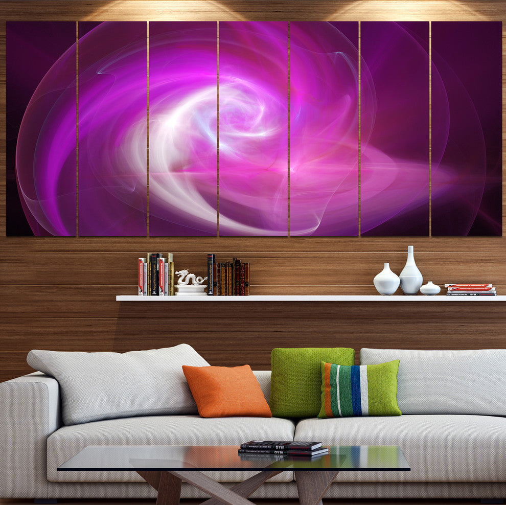 Pink Fractal Abstract Illustration, Abstract Canvas Wall Art, 83"x32", 7 Panels