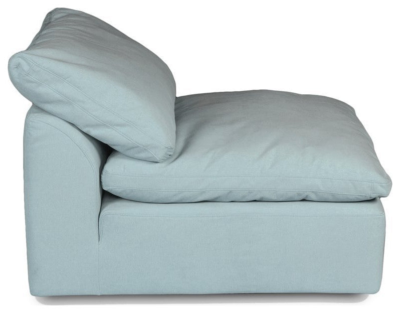 6-Piece Slip-Covered U-Shaped Pit Sectional Sofa, Ocean Blue