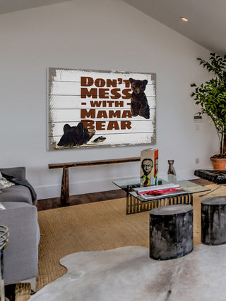 "Mama Bear" Painting Print on White Wood
