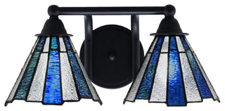 Paramount 2-Light Bath Bar, Matte Black, 7" Sea Ice Art Glass