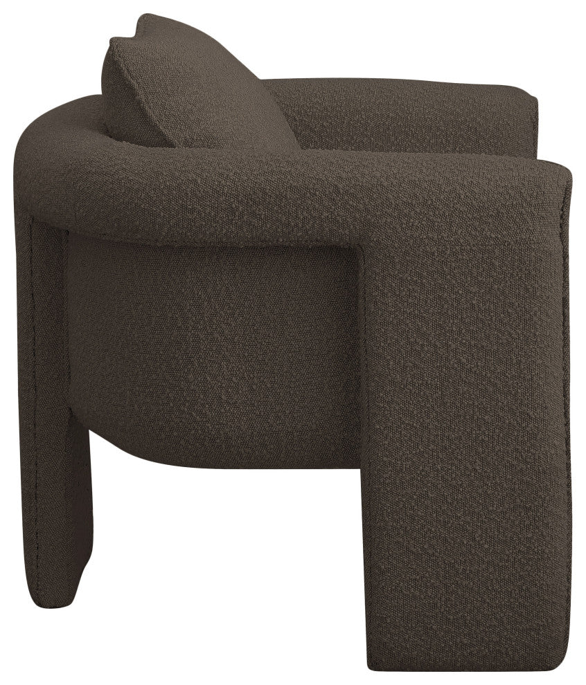 Stylus Boucle Fabric Upholstered Accent Chair, Brown