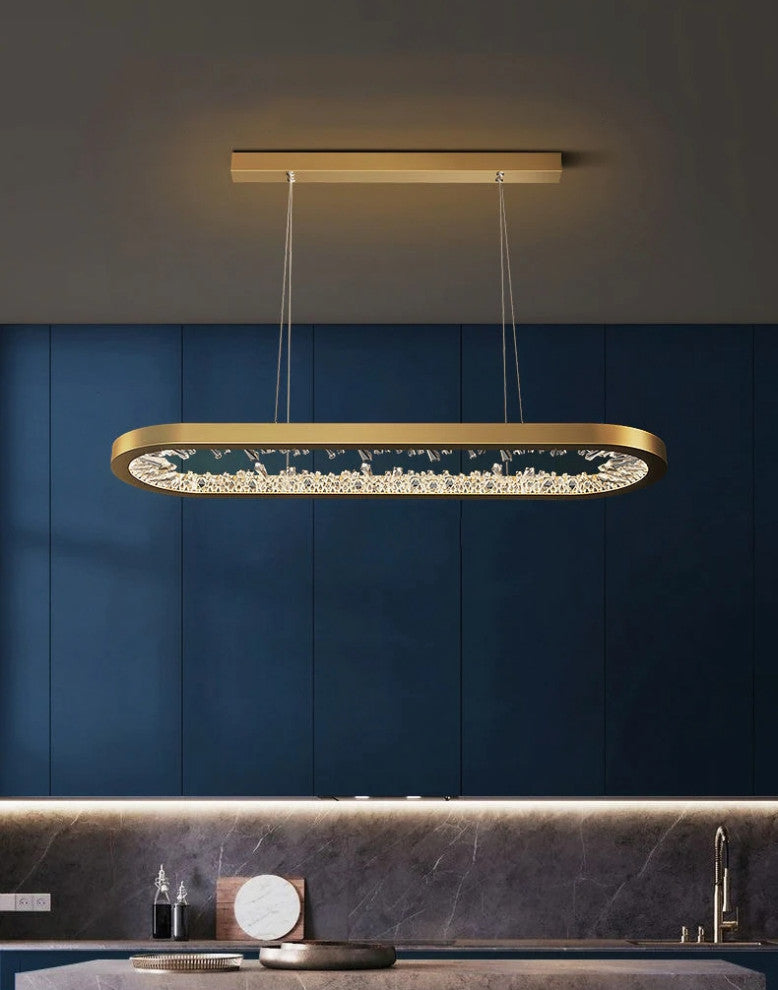 Zeddiani | Gold Rings Led Crystal Chandelier for Bedroom, Oval