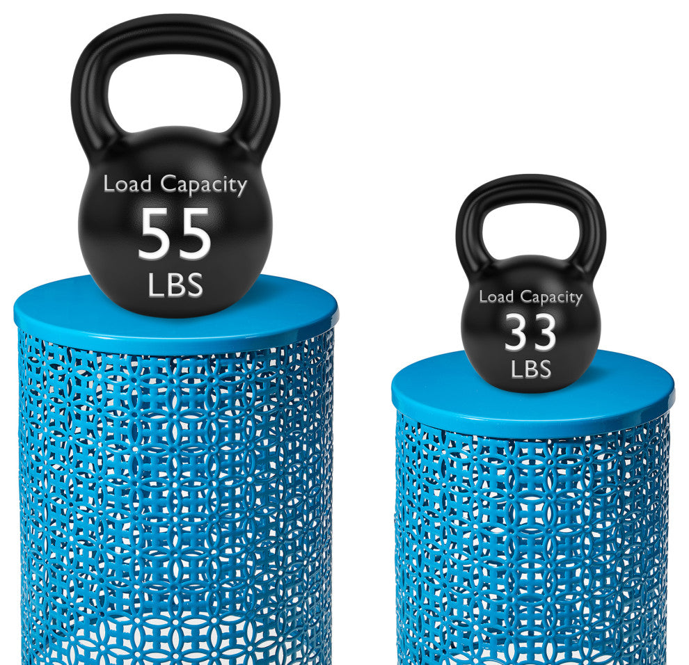 Multi-Functional Metal Garden Stool, 2-Piece Set, Blue