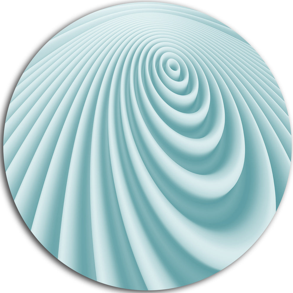 Fractal Rounded Blue 3D Waves, Abstract Art Disc Metal Wall Art, 11"
