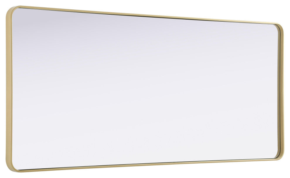 Home Living Contour Metal Rectangle Mirror 32x72, Brass
