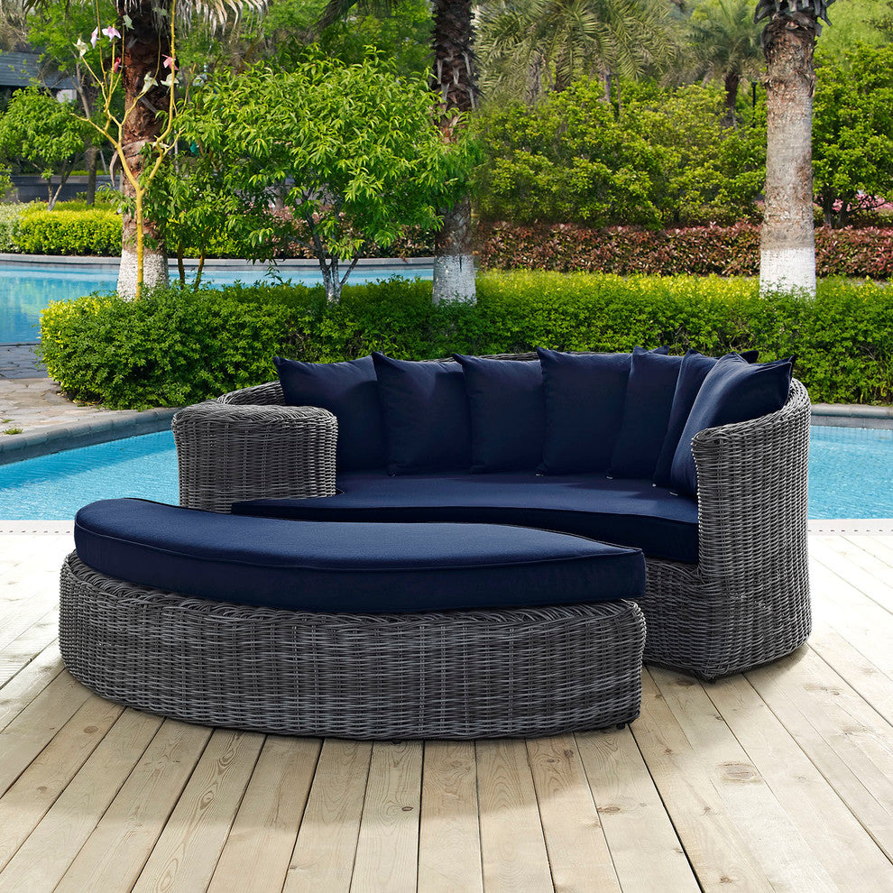 Canvas Navy Summon Outdoor Patio Sunbrella Daybed
