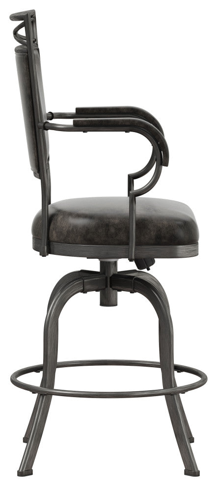 Hillsdale Bridgetown Tilt Base Metal Swivel Stool, Pewter, Counter Height