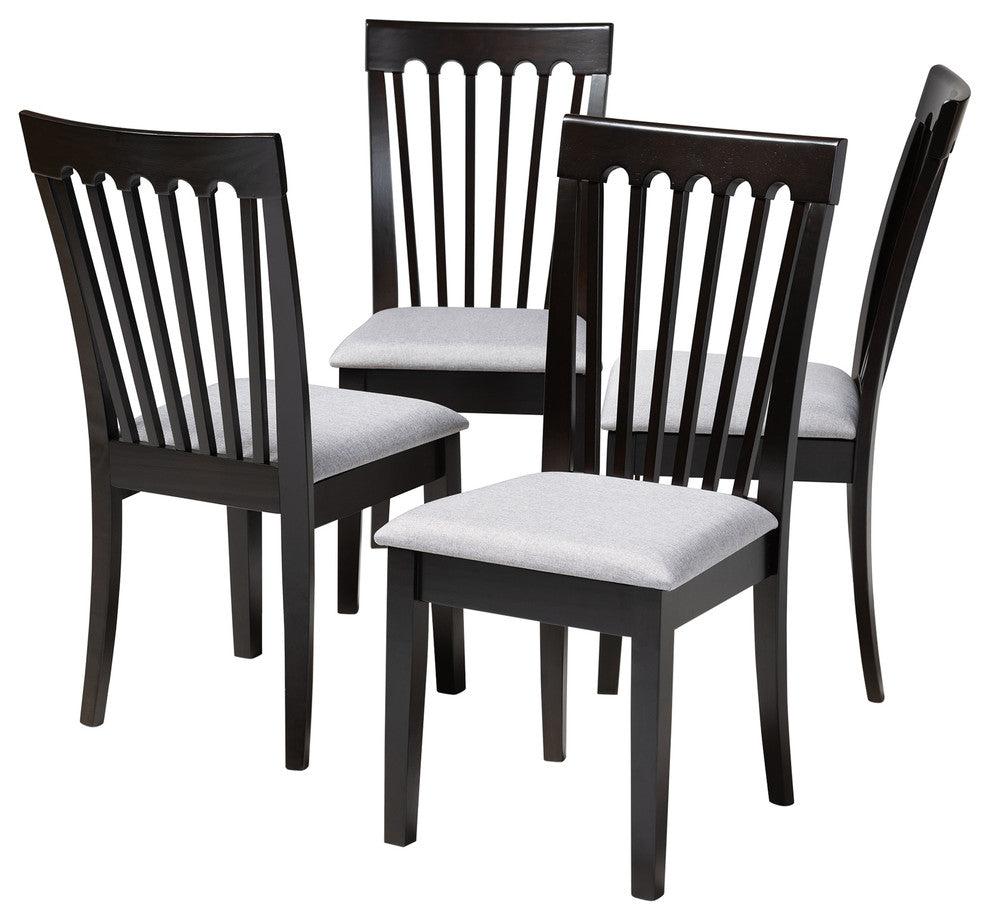 Keri Gray Fabric Espresso Brown Finish Dining Chairs, Set of 4