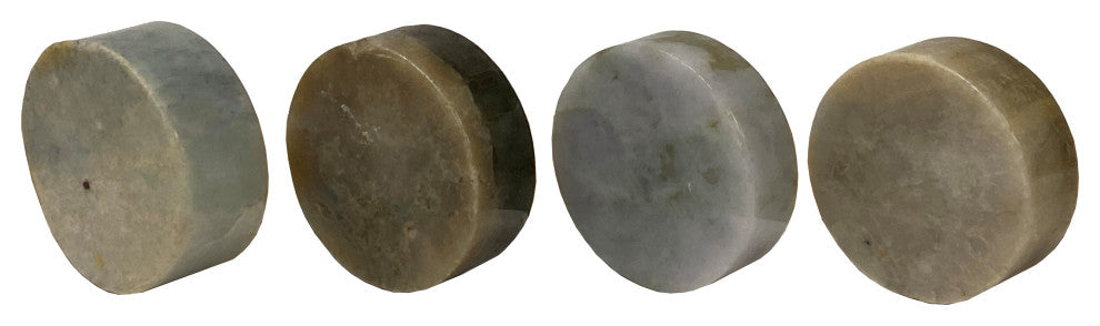 Set of 4 Stone Carved Round Shape Display Art Paperweight, Hws2220