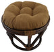 18" Round Solid Micro Suede Tufted Footstool Cushion, Saddle Brown