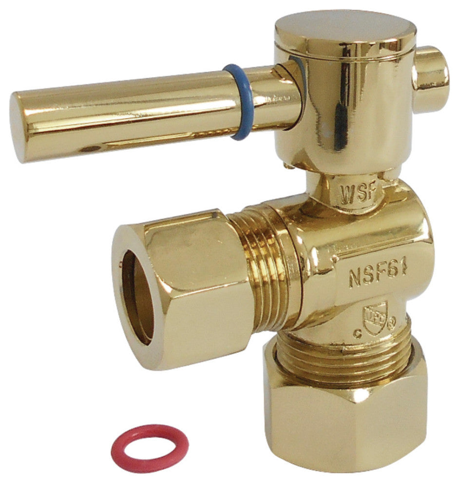 Fauceture 5/8" OD Comp X 1/2" OD Comp Angle Stop, Polished Brass