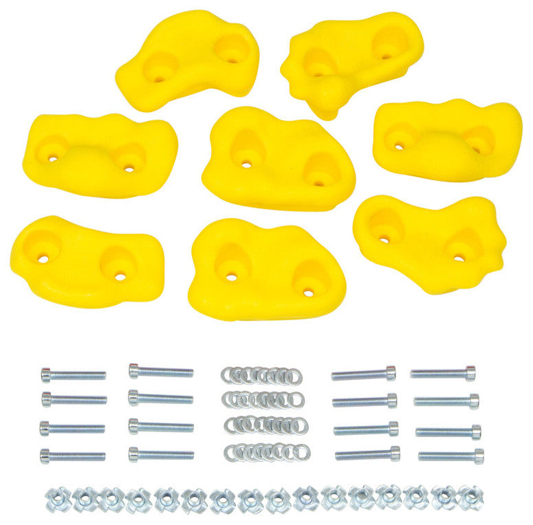 Swing Set Small Textured Rock Holds With Mounting Hardware, Set of 8, Yellow
