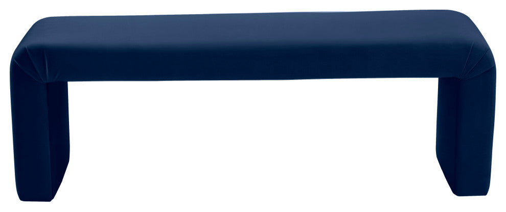 Minimalist Velvet Upholstered Bench, Navy