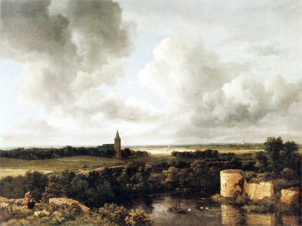 Jacob Van Ruisdael Landscape With Church and Ruined Castle Wall Decal