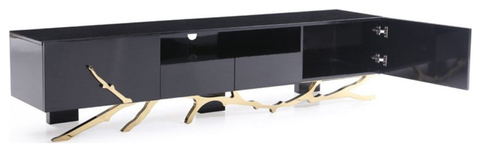 Modrest Legend Modern Black and Champagne Gold TV Stand