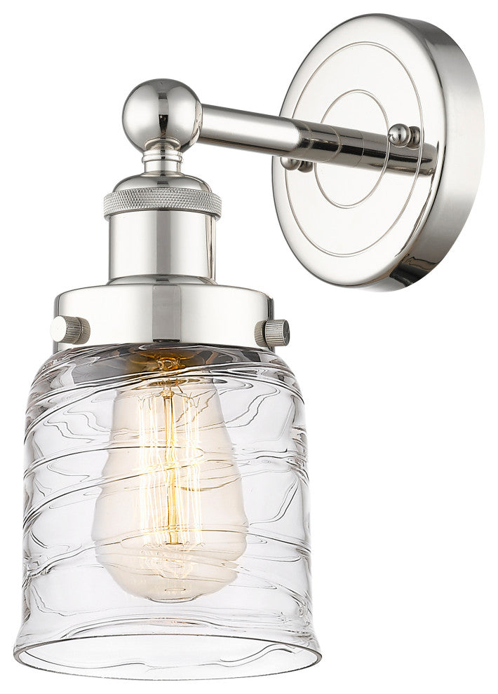 Small Bell 1-Light 7" Sconce, Polished Nickel Finish, Clear Shade