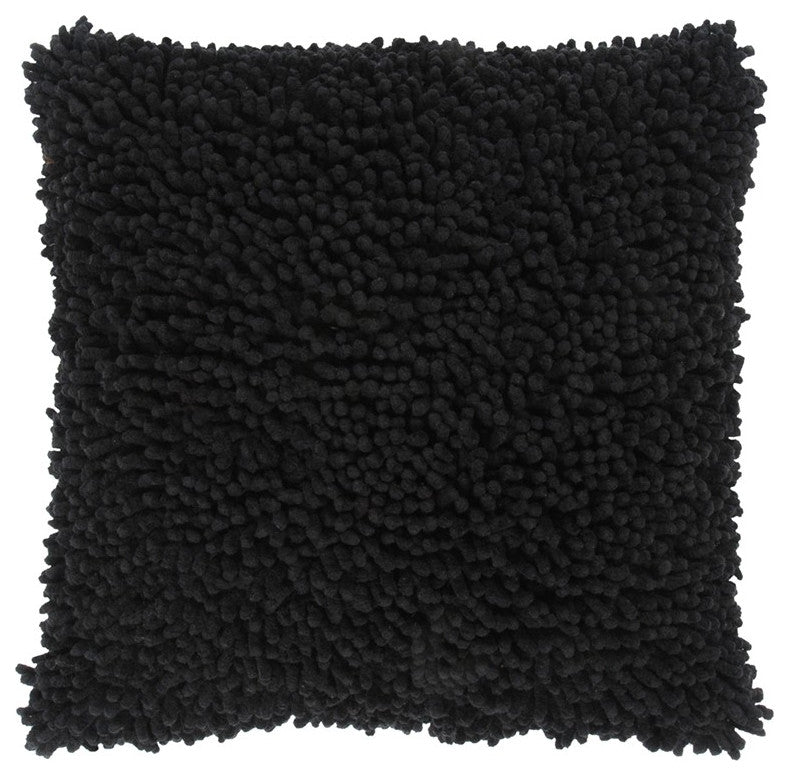 Black Boho Textured Modern Down Throw Pillow