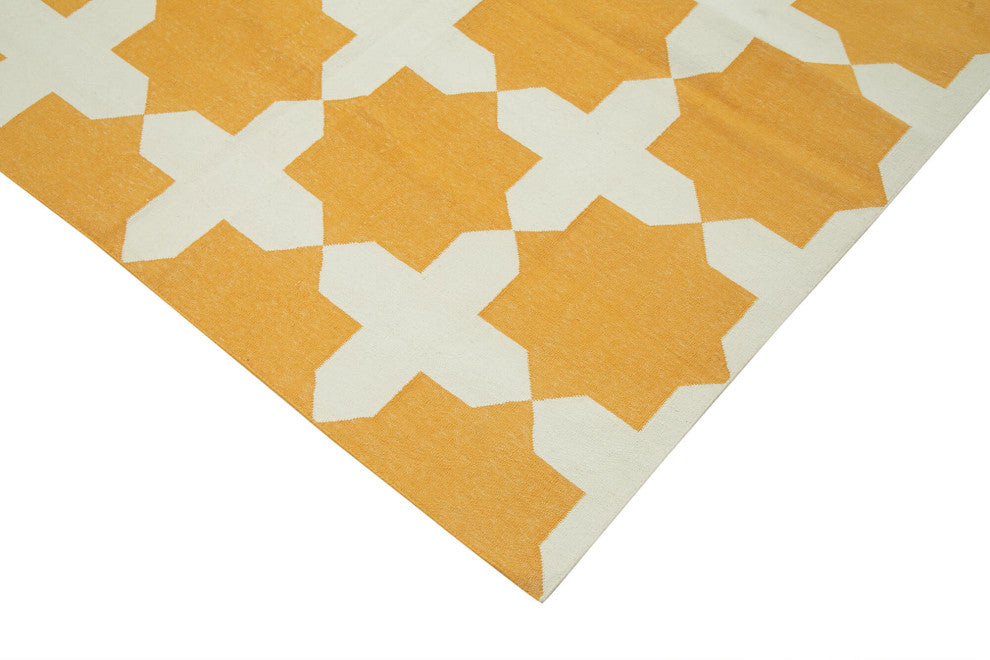 Rug N Carpet - Handmade Wool 9' 2'' x 11' 9'' Flatweave Dhurrie Kilim Rug