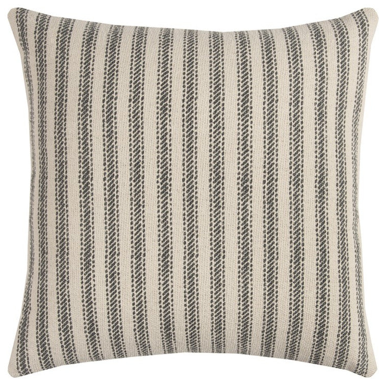Gray Natural Ticking Stripe Throw Pillow