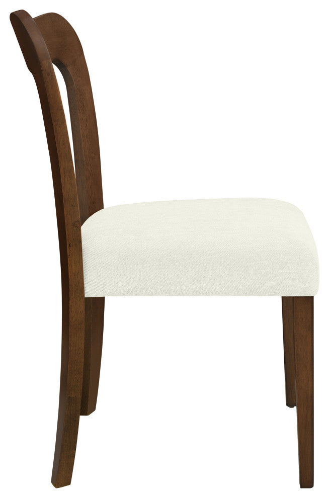 GDF Studio Modern Open Back Dining Chair, Set of 2, Walnut/Beige
