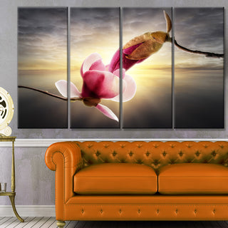 Beautiful Magnolia Flowers, Floral Canvas Art Print, 48"x28", 4 Panels